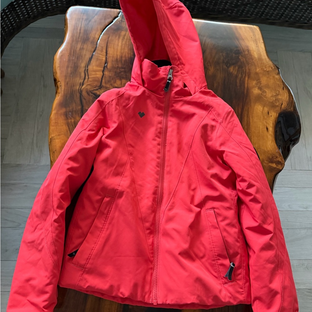 Obermeyer wild coral Hooded Ski Jacket size teen small 8 gently loved